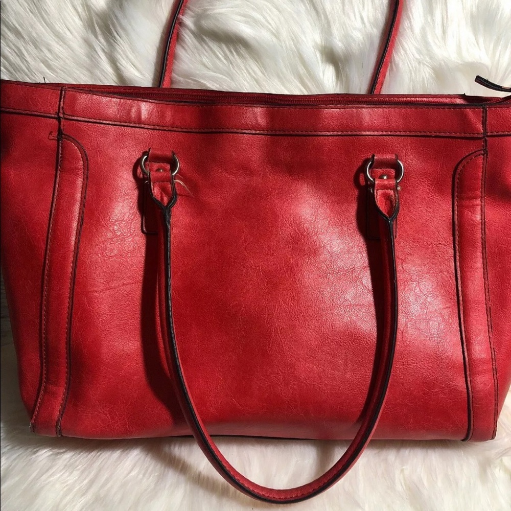 Merona Red Leather Double Handle Tote